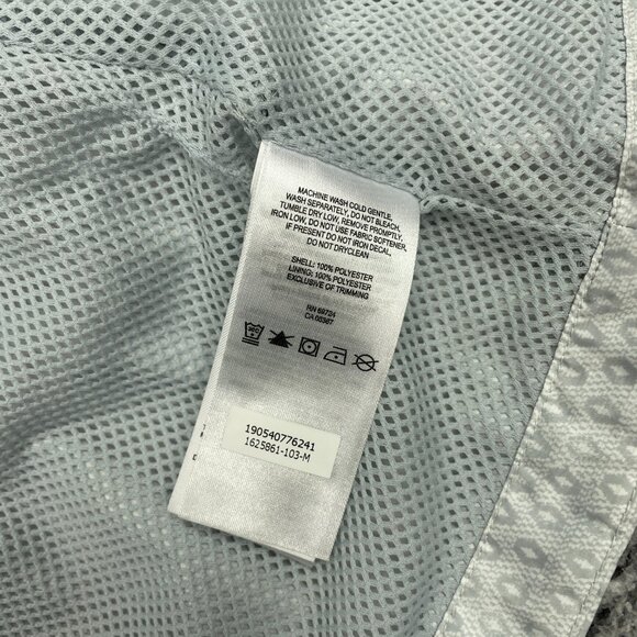 Columbia Hooded Cinched Waist Silver Gray Print Windbreaker Jacket Women's M - Picture 10 of 12